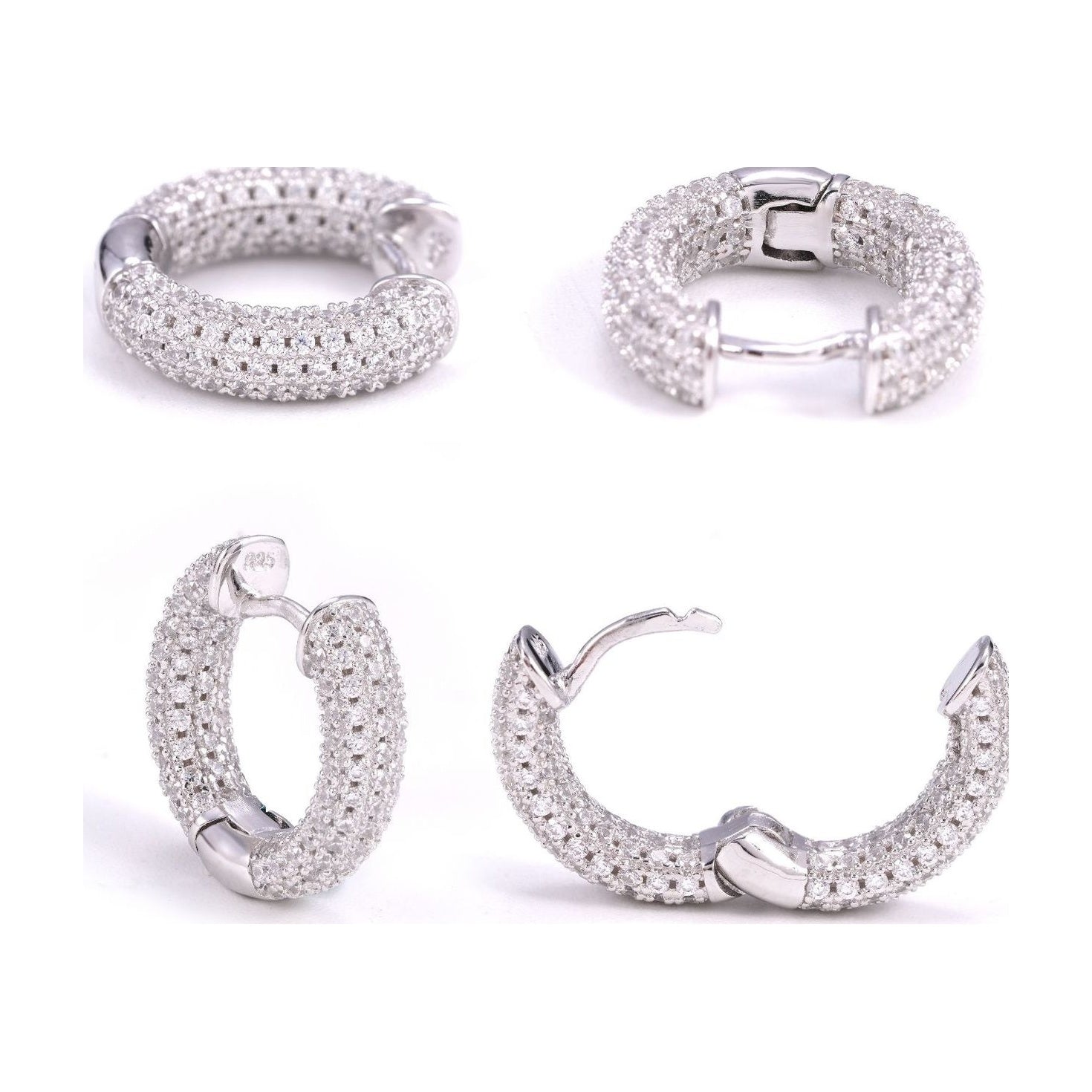 Moissanite ear cuff, S925 silver, European hip-hop earrings