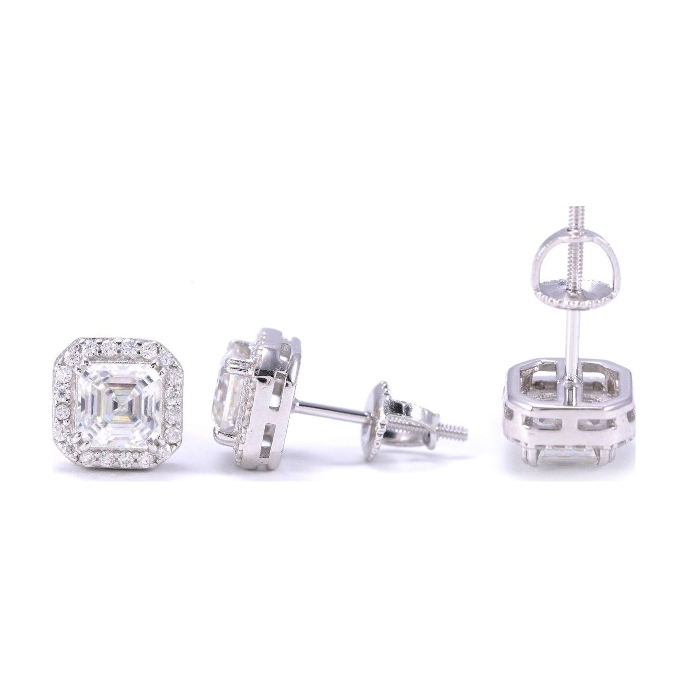 S925 Silver D-Color Moissanite Square Studs