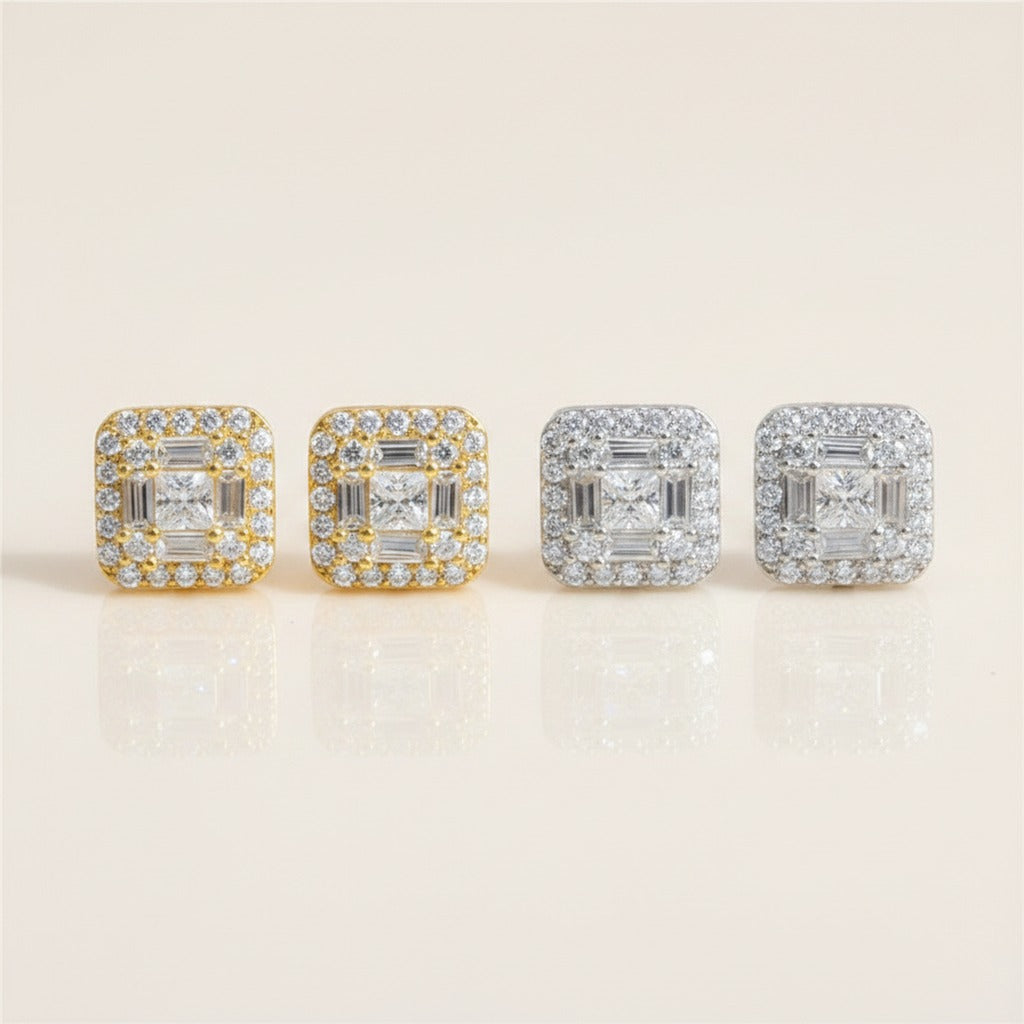 Box Moissanite Stud Earrings, Style 6553