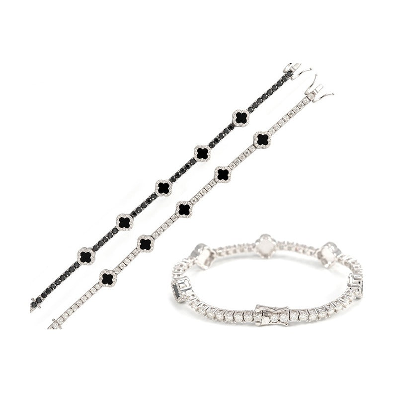 S925 Four-Leaf Clover Bracelet, Moissanite