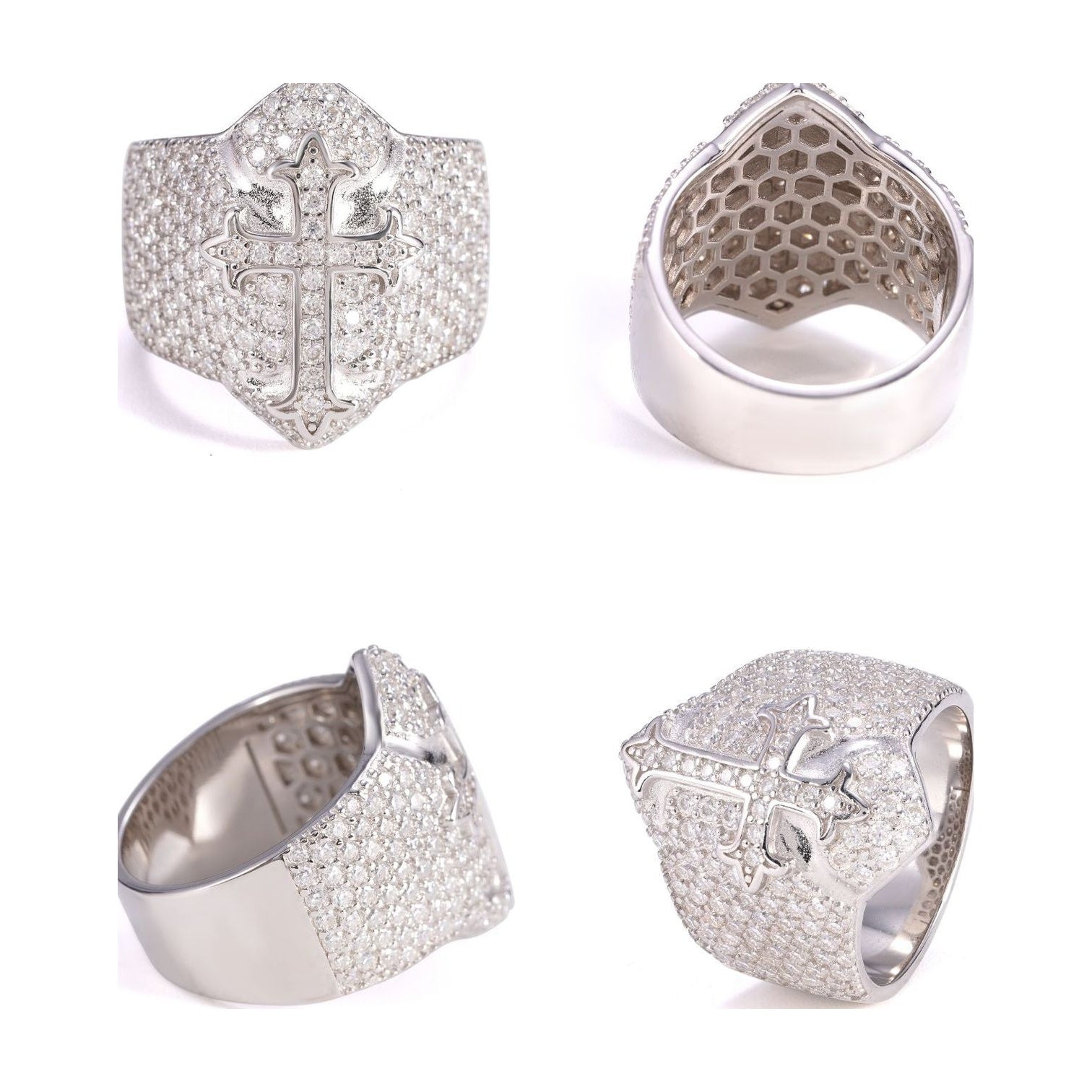 S925 Half-Set Moissanite Cross Ring Unisex