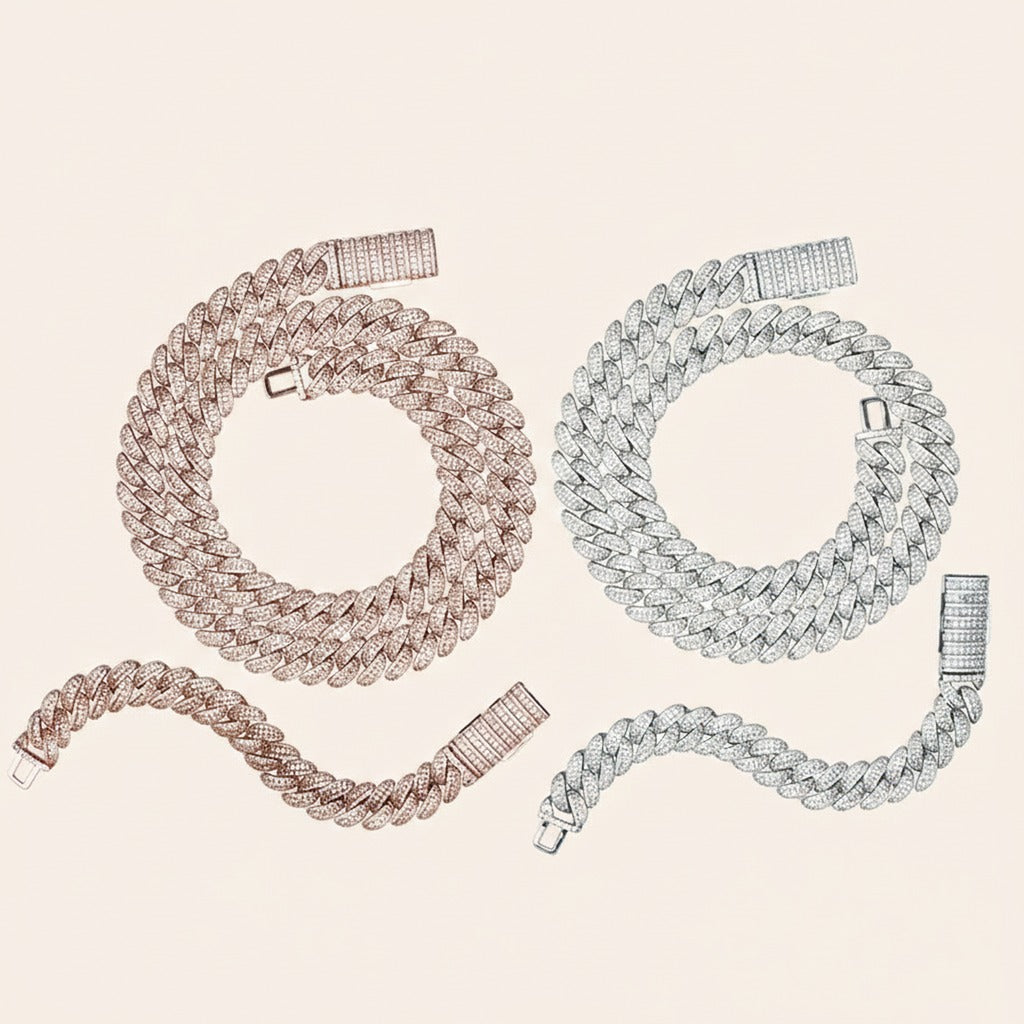 Crescent Moon CZ Cuban Link Bracelet