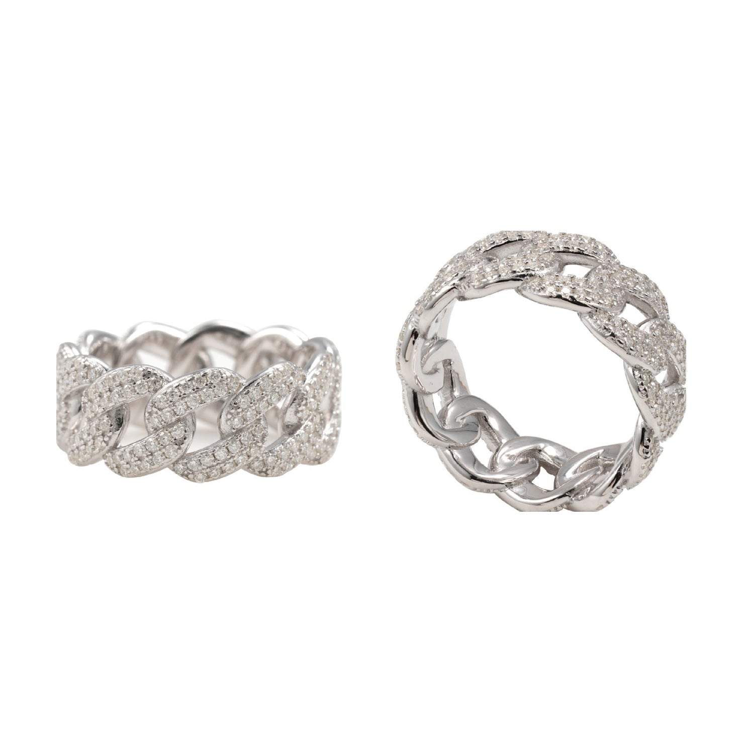 Moon-shaped moissanite ring, S925 silver, couple hip-hop style
