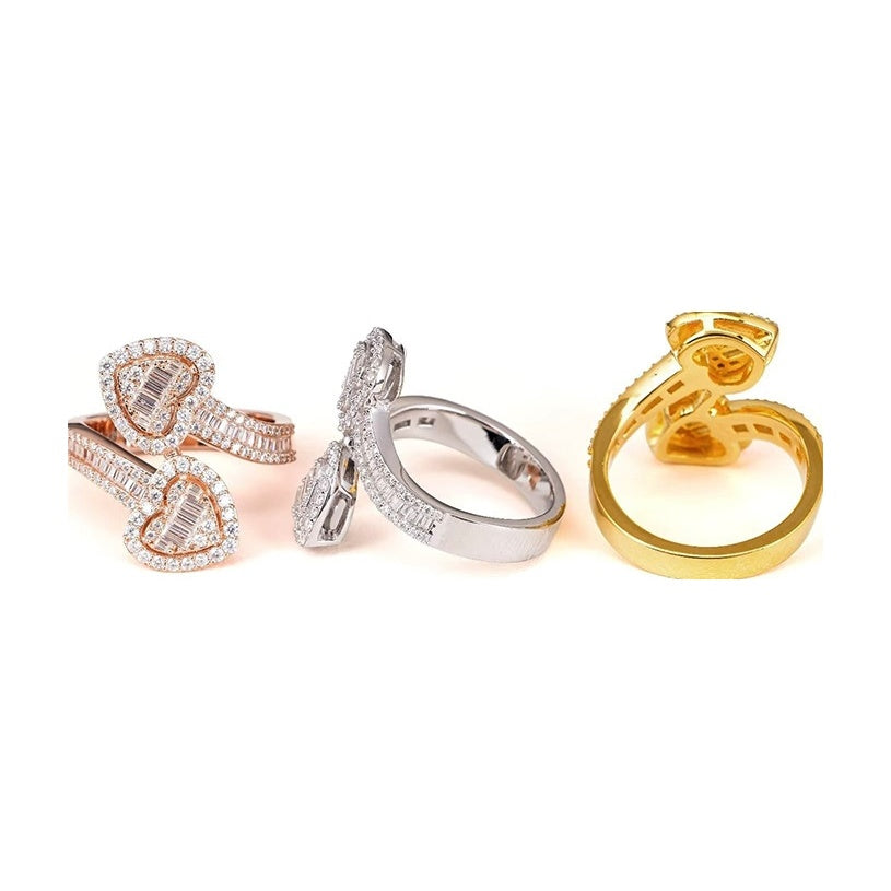 S925 Silver Heart Moissanite Ring, Luxury, Unisex