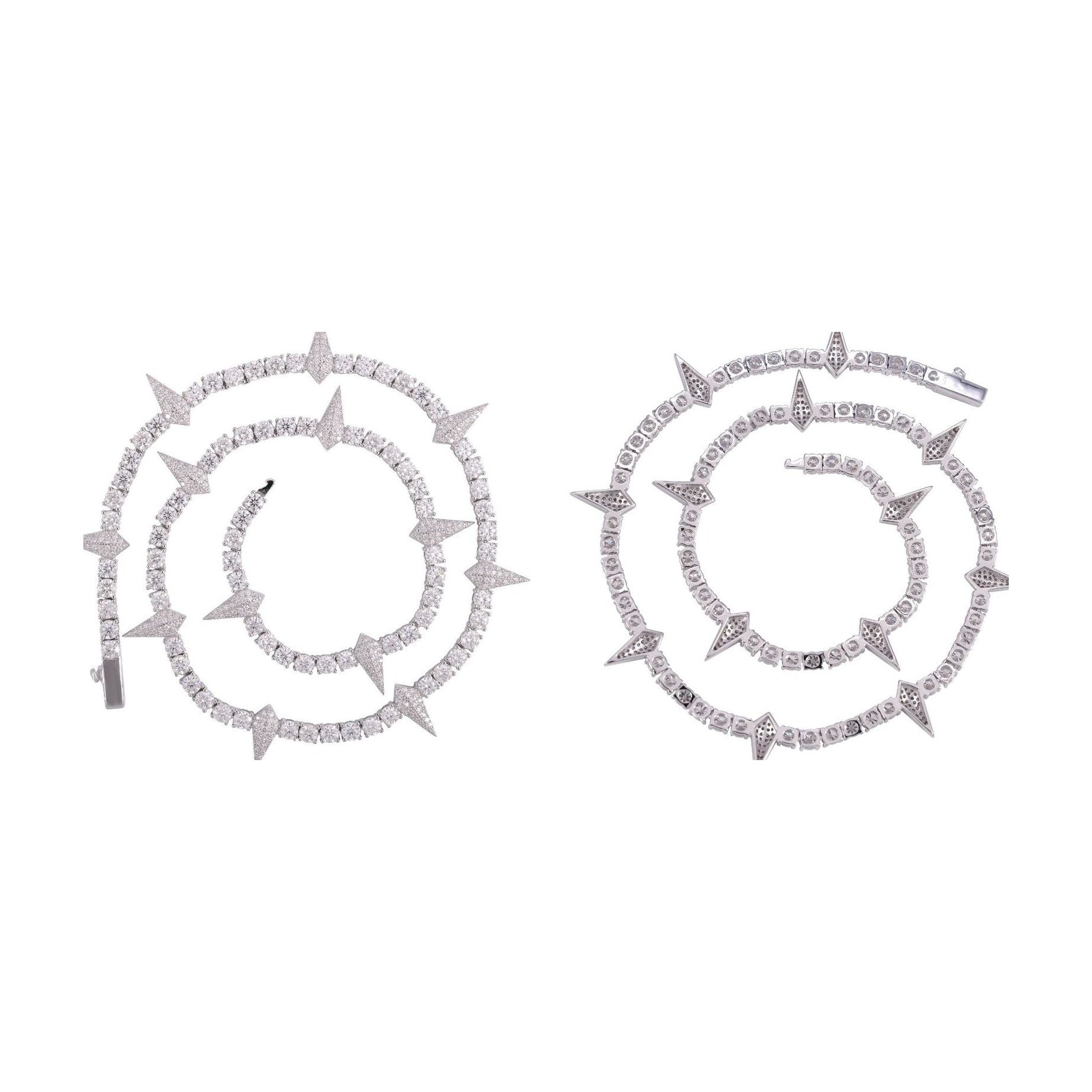 S925 Silver Spike Moissanite 4mm Tennis Chain