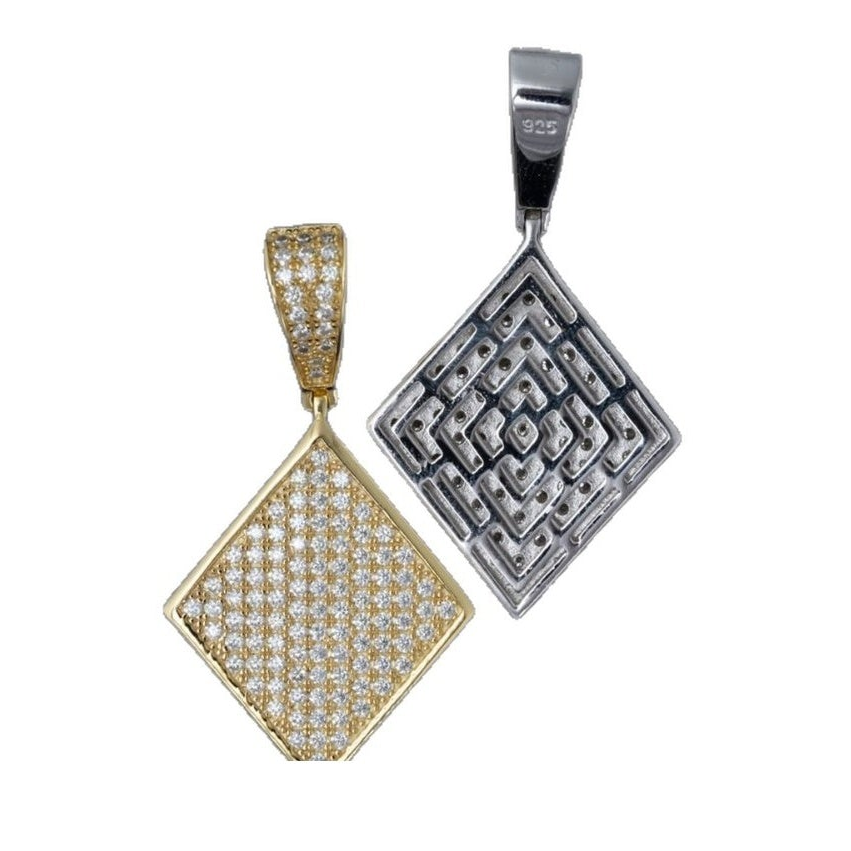 S925 Badge Pendant Full Moissanite Hip-Hop