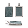 S925 Silver Moissanite & Jade Tag Pendant