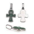 S925 Silver Cross Pendant w/ Moissanite & Jade