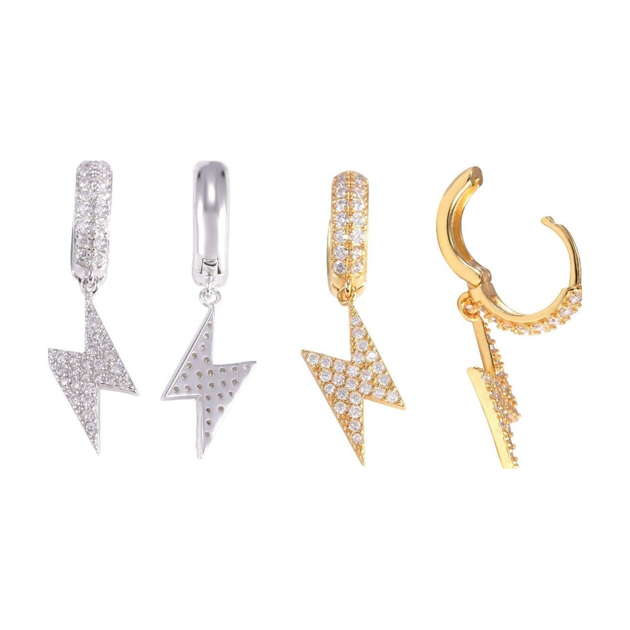 S925 Silver Moissanite Lightning Hoop Earrings