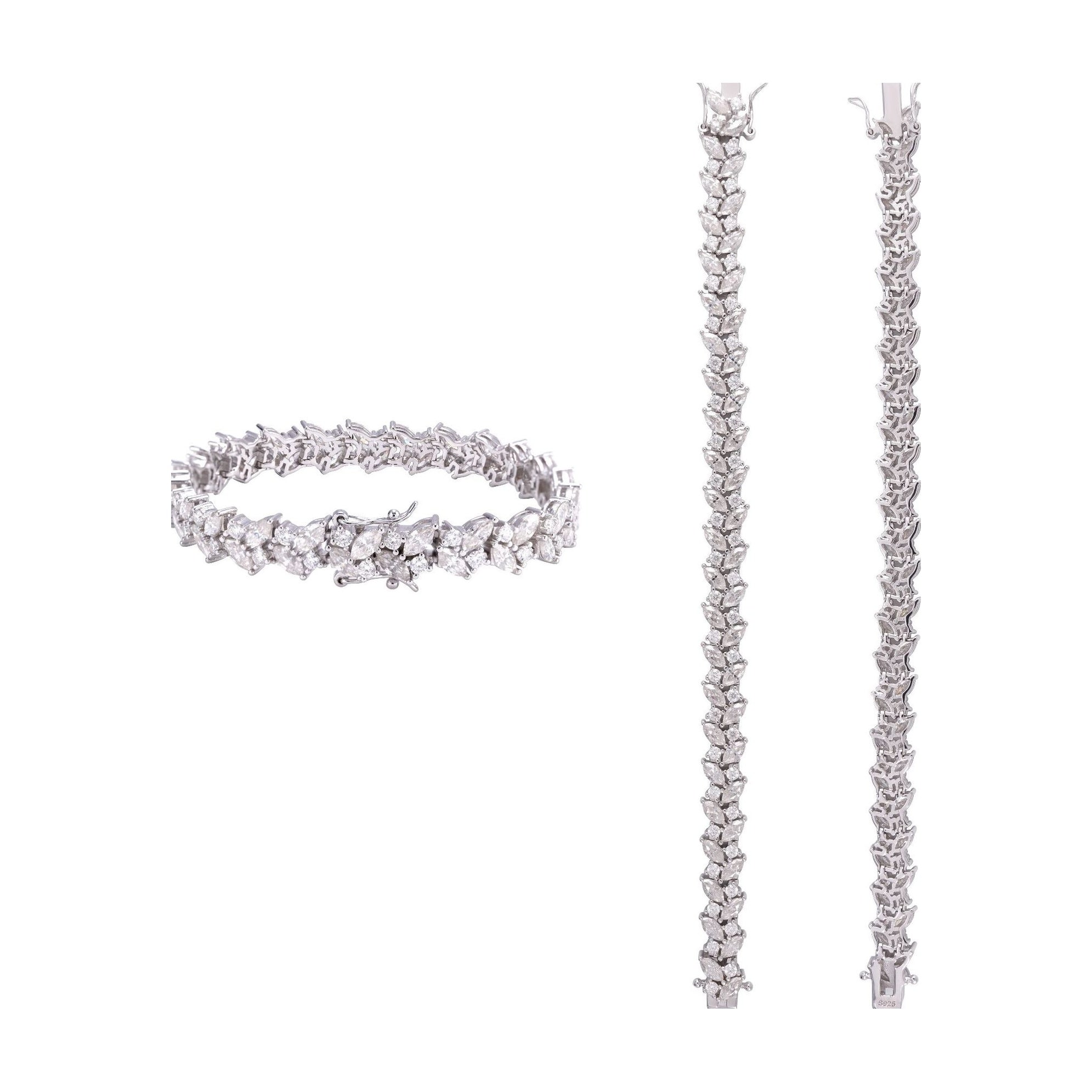 S925 Marquise Round Moissanite Bracelet D Color Hip-Hop