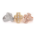 S925 Silver Moissanite Cross Hip-Hop Ring, Trendy Style