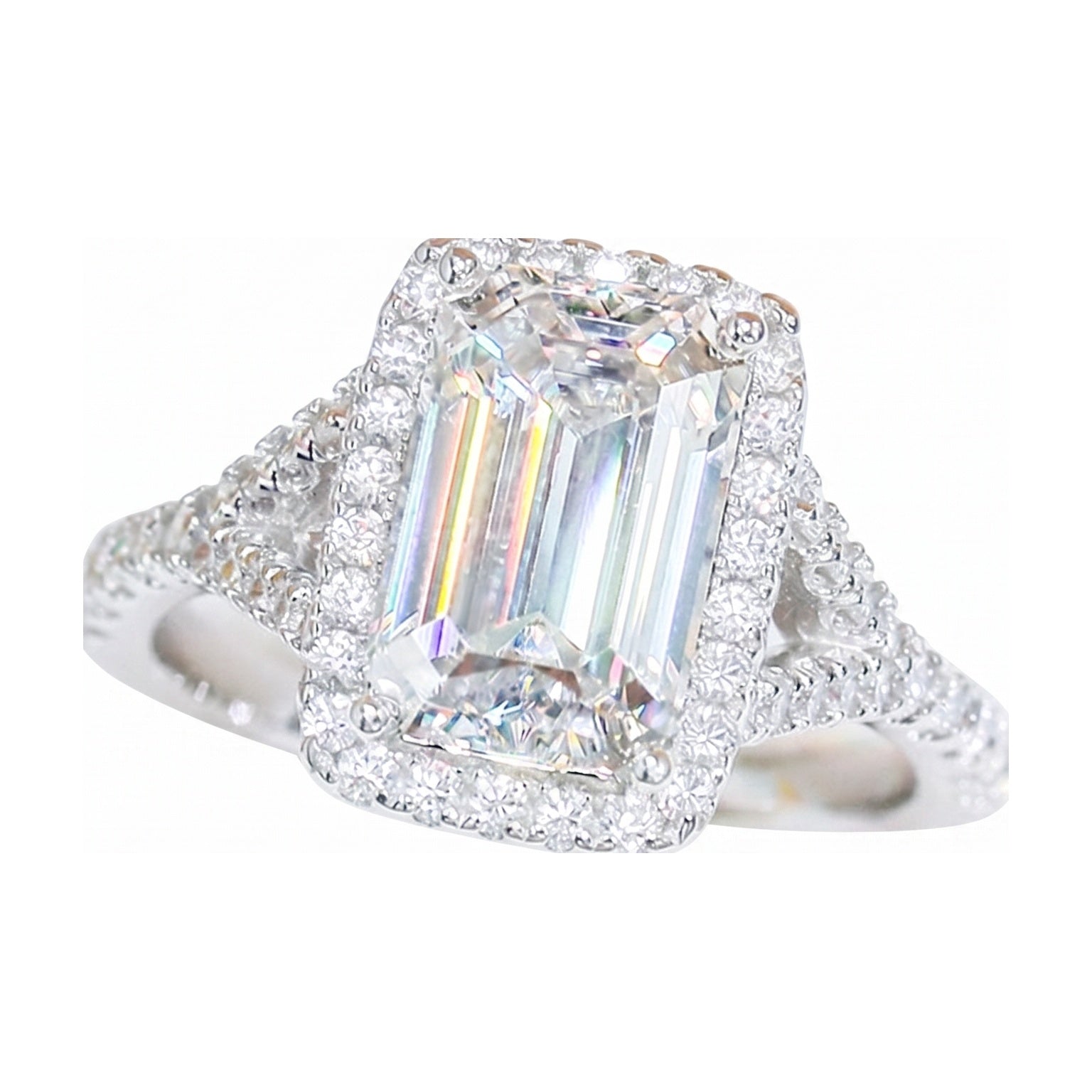 S925 4/5ct Emerald Moissanite Ring Elegant Style