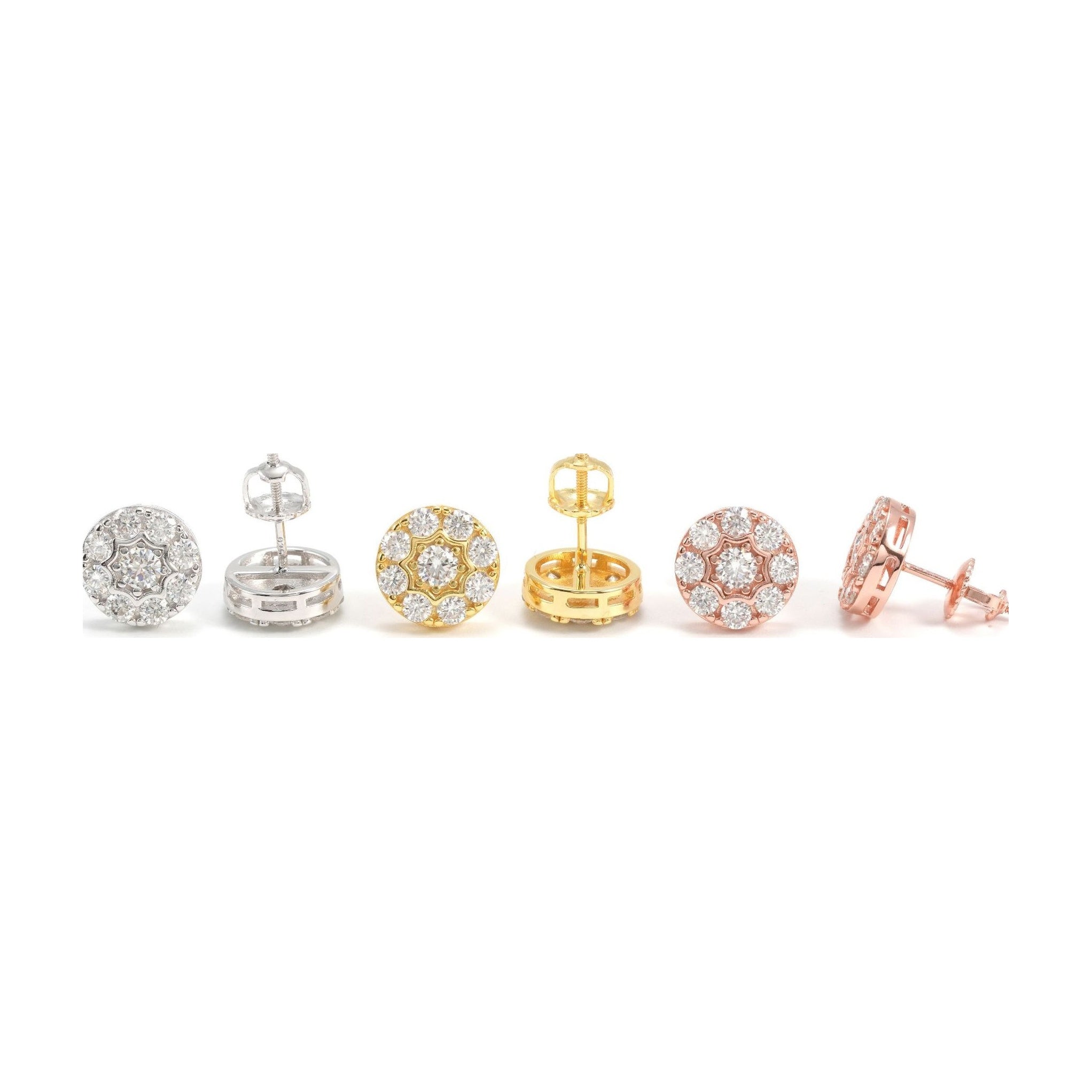 Round Studs, S925 Silver, Moissanite, Unisex