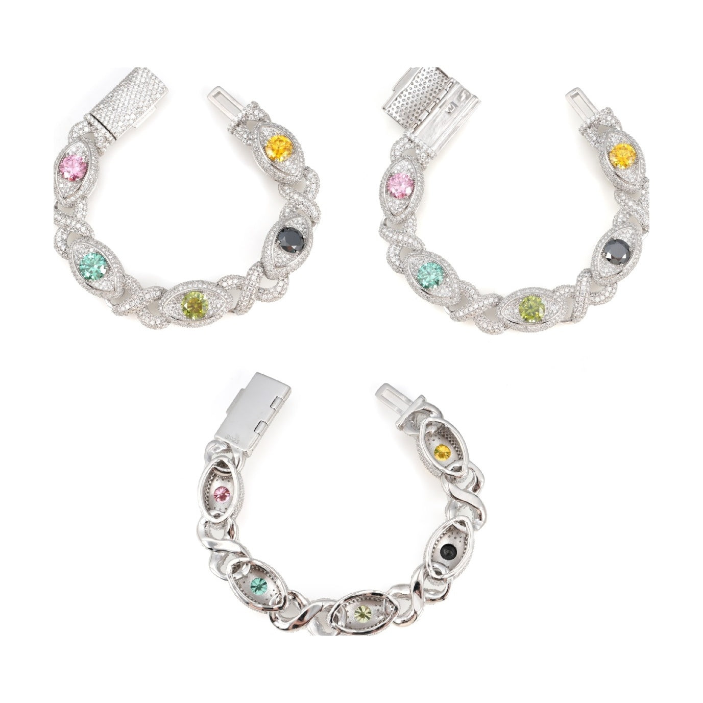 S925 Moissanite Eye + 8-Figure Cuban Chain, 14mm/13mm