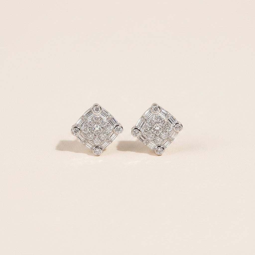 Box Moissanite Stud Earrings, Style 2658