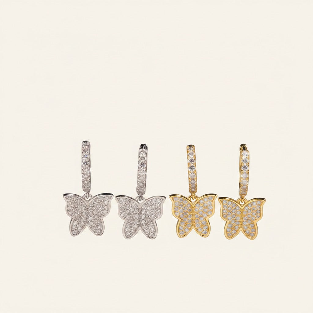 Butterfly Moissanite Sterling Silver Stud Earrings