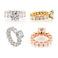 S925 4ct Round + Asscher Moissanite Band Ring
