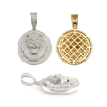 S925 Silver Lion Head Pendant w/ Moissanite