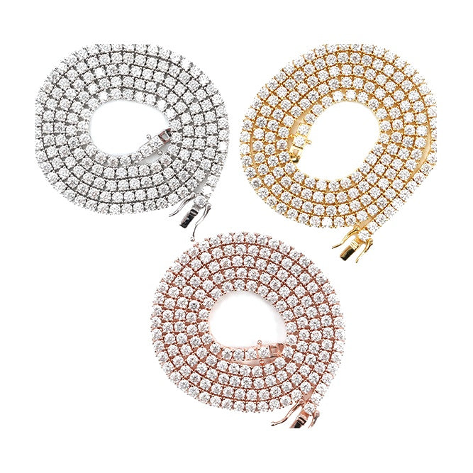 S925 silver moissanite necklace/bracelet, 2mm single stone hip-hop