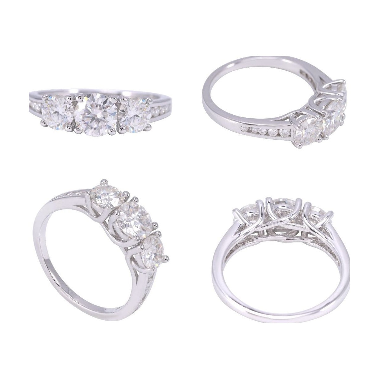 S925 White Gold 6mm Moissanite Ring, Brilliant Fire, Cert