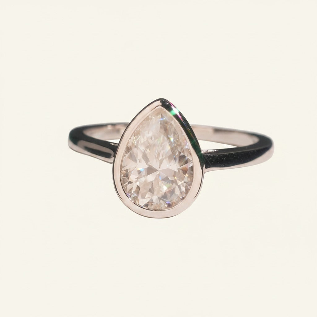 Teardrop 2ct Moissanite Ring, Style 0423