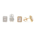 Emerald Cut Stud Earrings, S925, VVS Moissanite