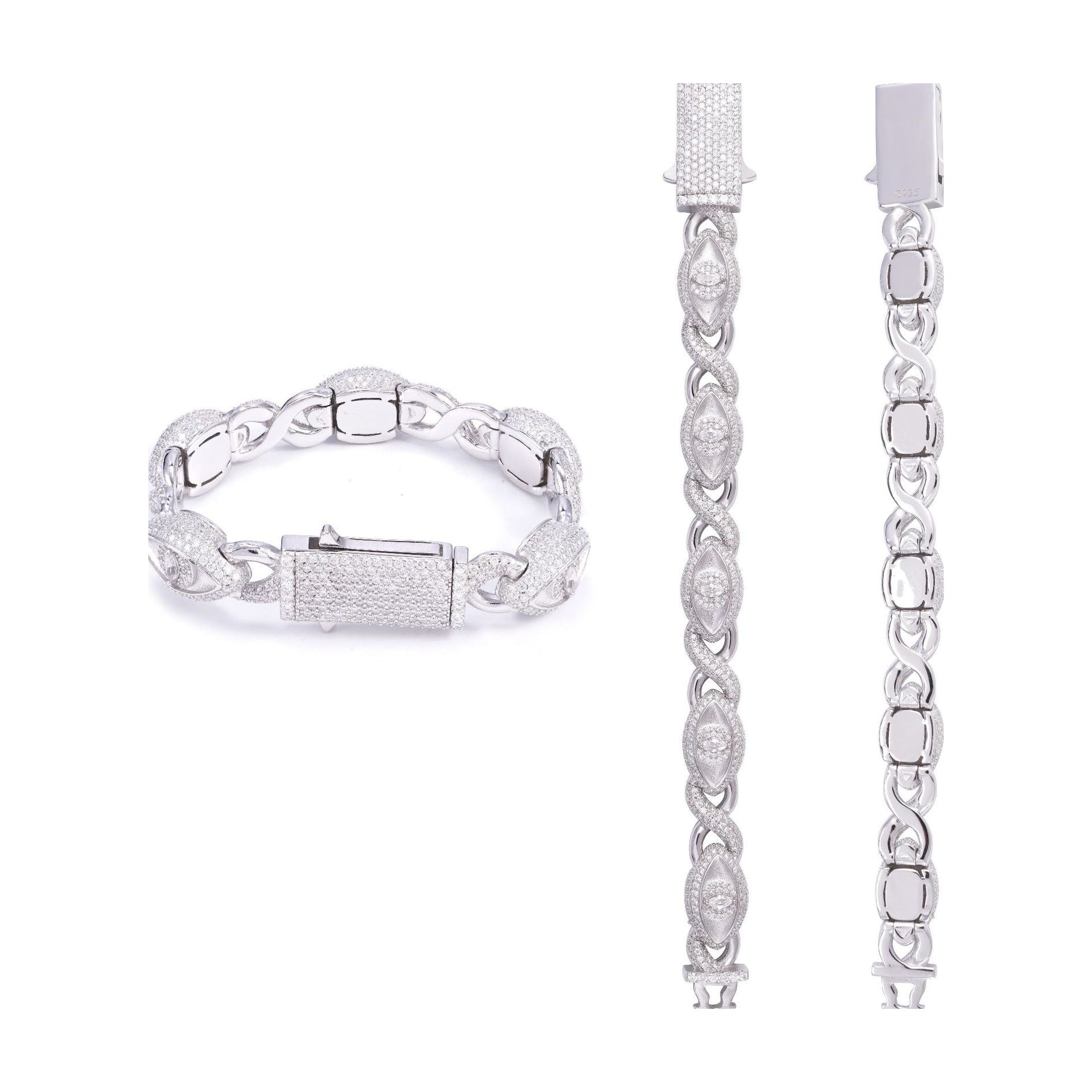 Cuban Chain, S925 Silver Moissanite Eye