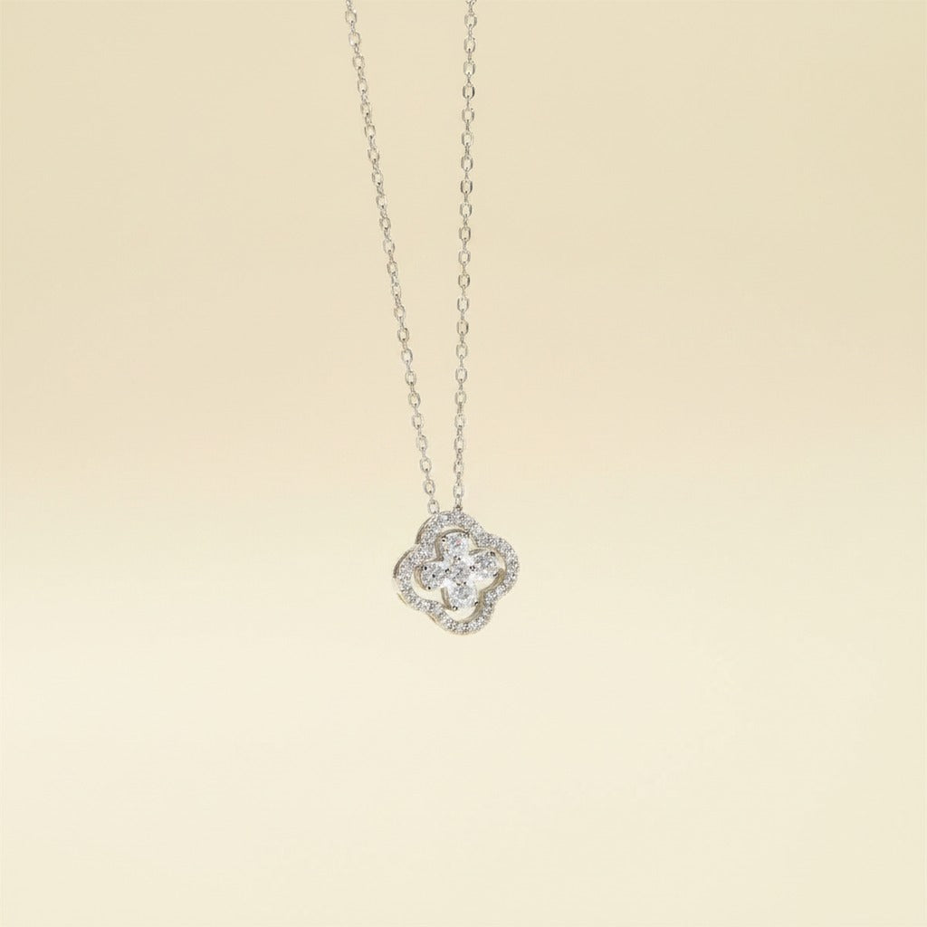 Clover Moissanite Clavicle Necklace, Style 7898