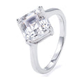 Moissanite Ring, 3.5ct Asscher, S925 Silver, Platinum