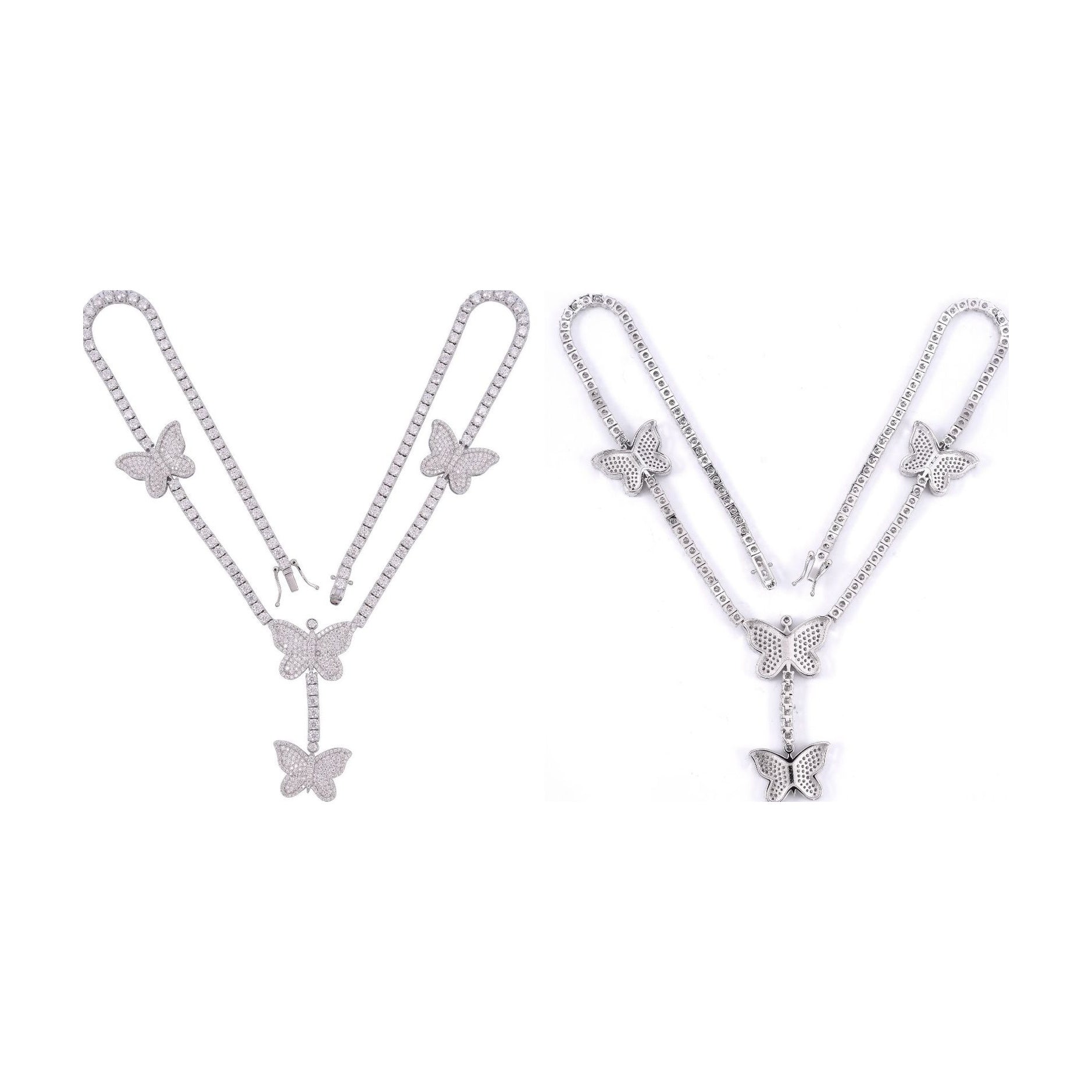 Butterfly Moissanite Necklace, 3mm, S925 Silver, Hip-Hop