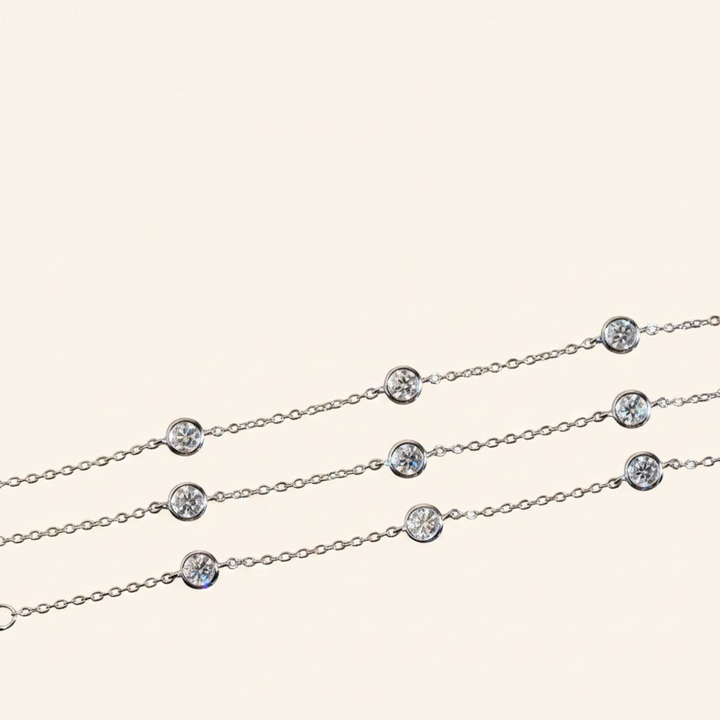 Bezel-Set Moissanite Clavicle Necklace