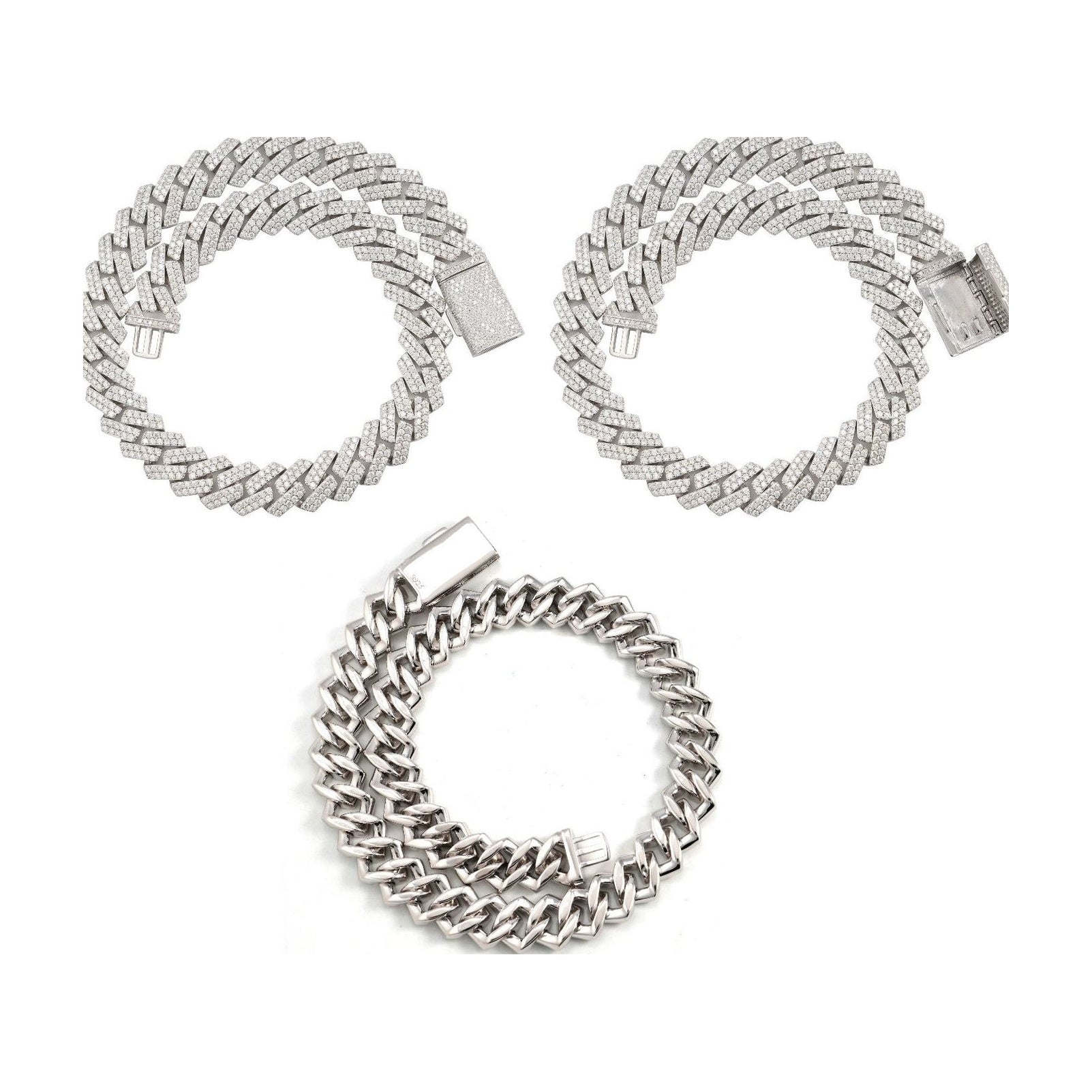 S925 16mm Double Row Moissanite Cuban Chain