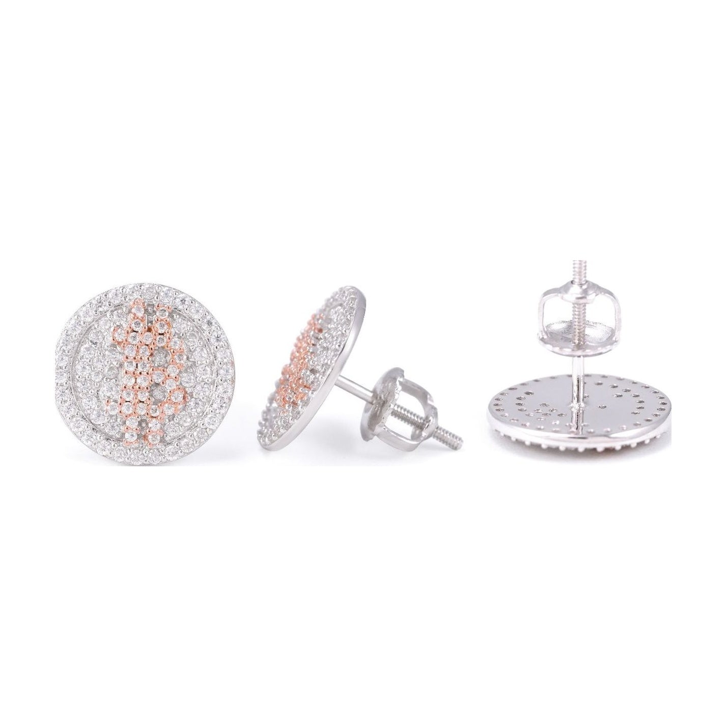 S925 Silver Moissanite Bitcoin Earrings Dual-Tone