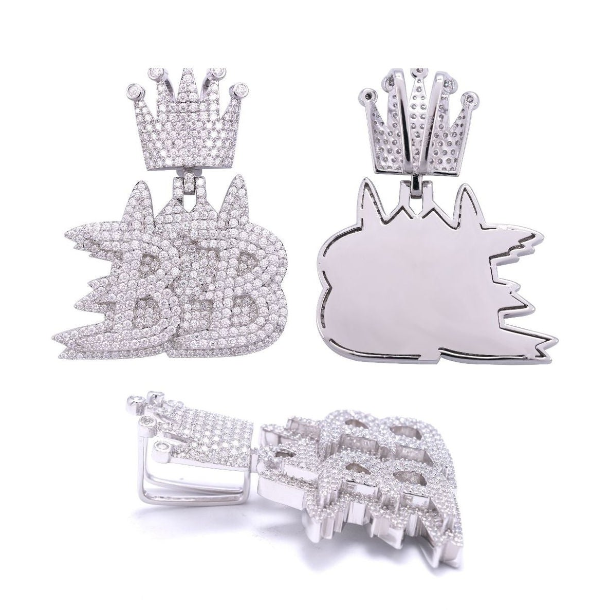 S925 Queen BB Moissanite Pendant Hidden Clasp Hip-Hop