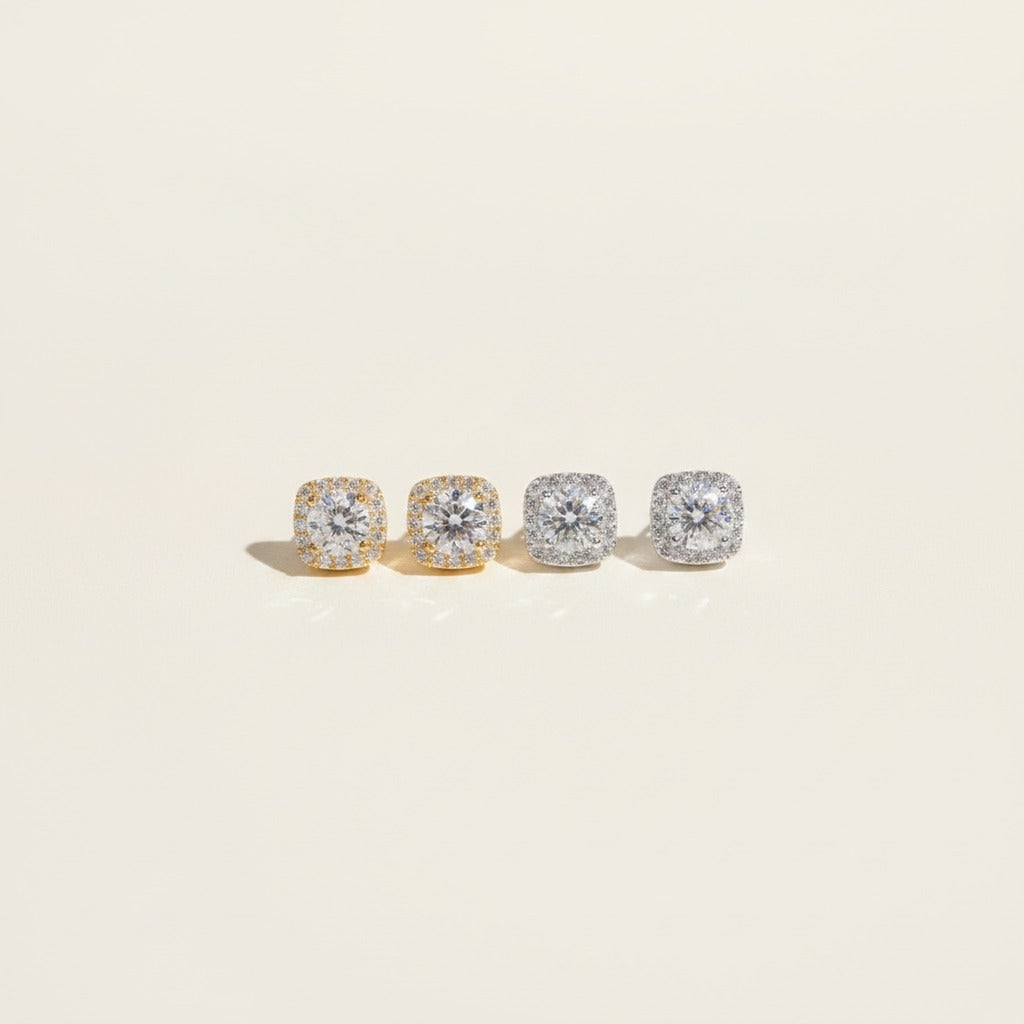 Box Moissanite Stud Earrings