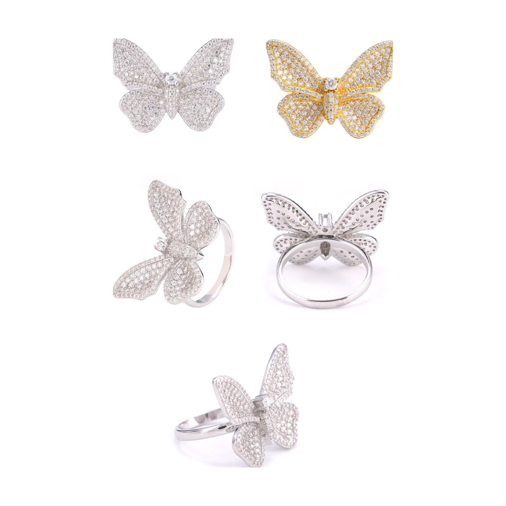 S925 Silver Moissanite Butterfly Ring Ins Style