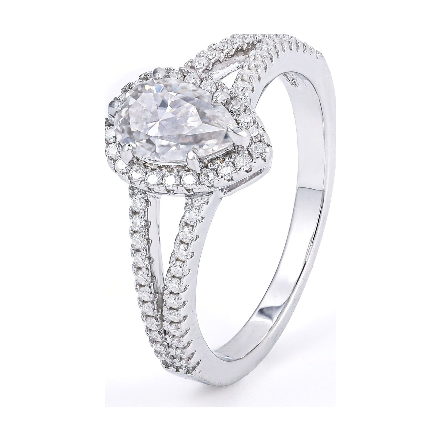 Teardrop Ring, 1ct D Color Moissanite, S925 Silver