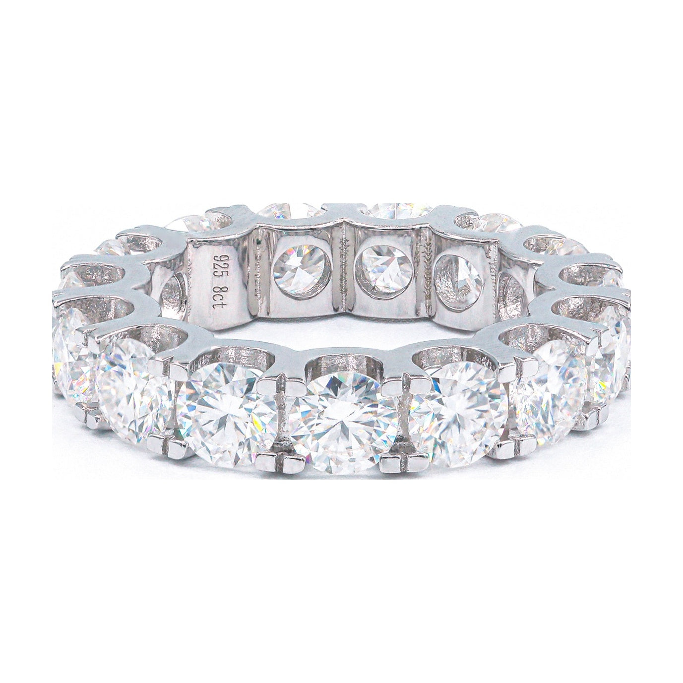 S925 D Color Moissanite 4/5mm Round Ring Band