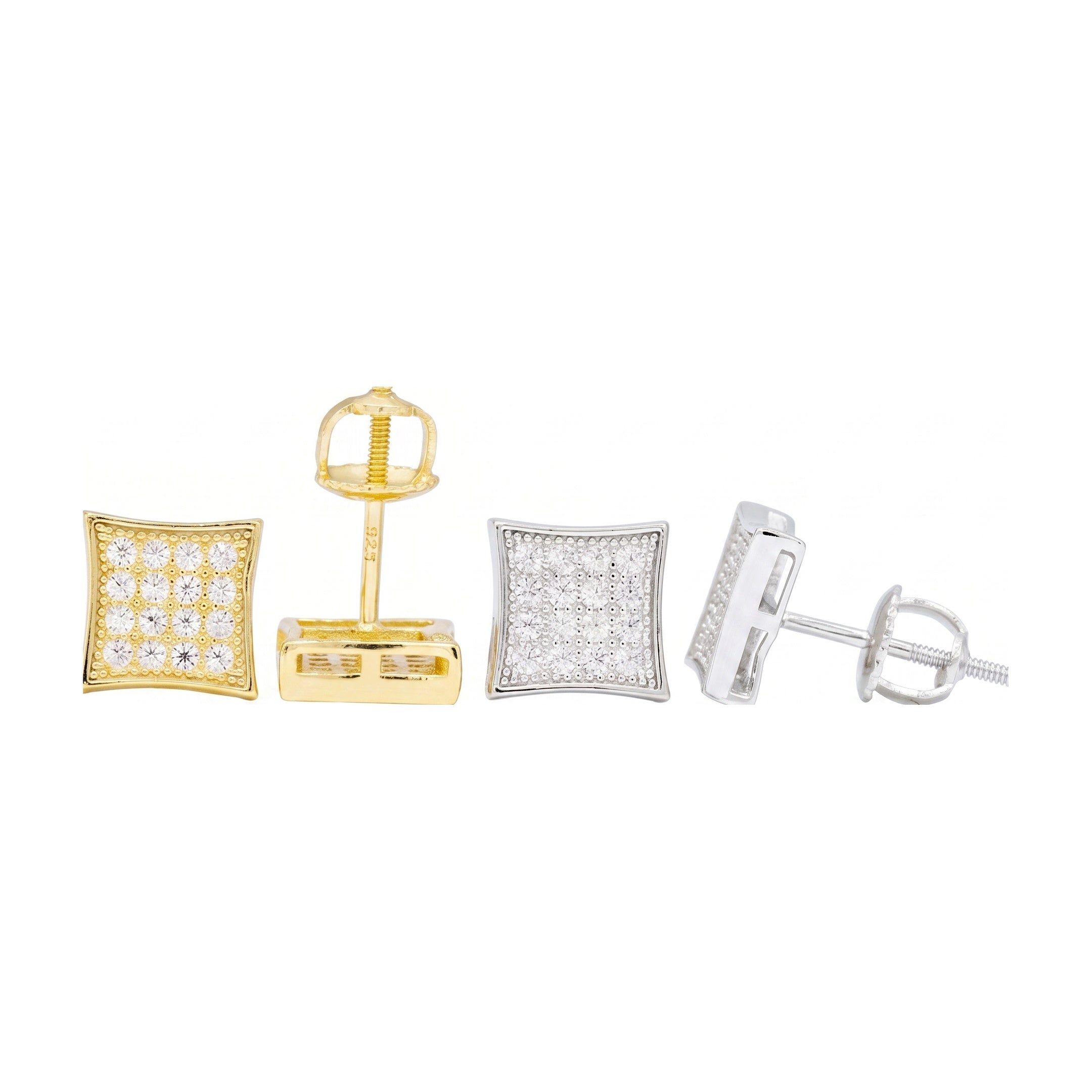 S925 Silver D-Color Moissanite Square Earrings, Hip-Hop Style