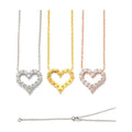 S925 Silver Moissanite Hollow Heart Necklace w/GRA